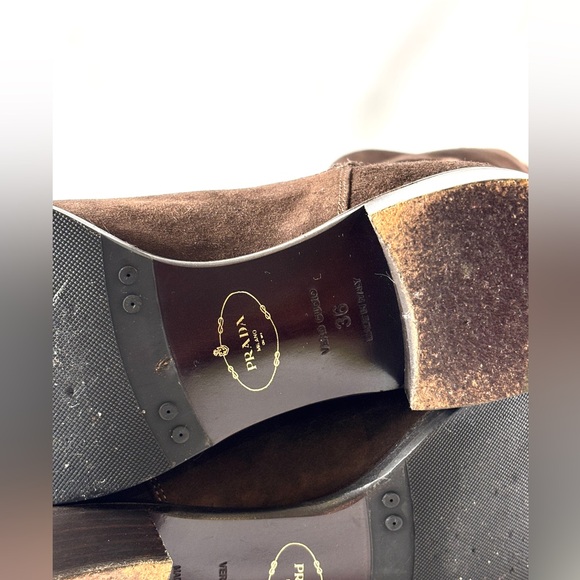 Vintage Prada Brown Suede Knee-High Boots | 90s Equestrian Style size 36 - Picture 9 of 10